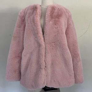 Pink Faux Fur Jacket // Gap Size M